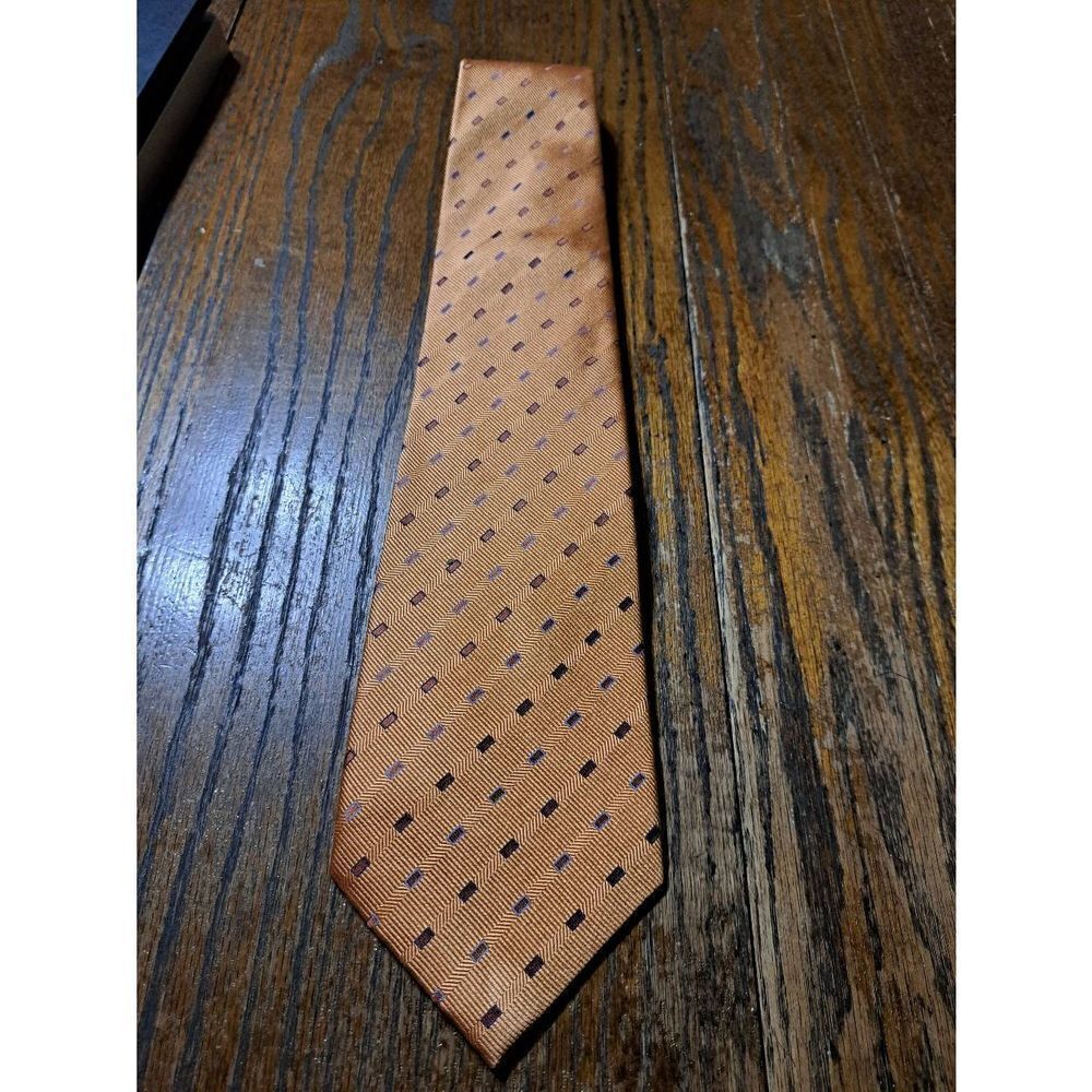 New Galo Cossinni Silk Handmade Mens Dress Neck Tie Orange Grey